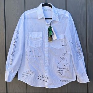 PEACEBIRD Men X Rick and Morty Collaboration Mens Dress Shirt Medium Button Down